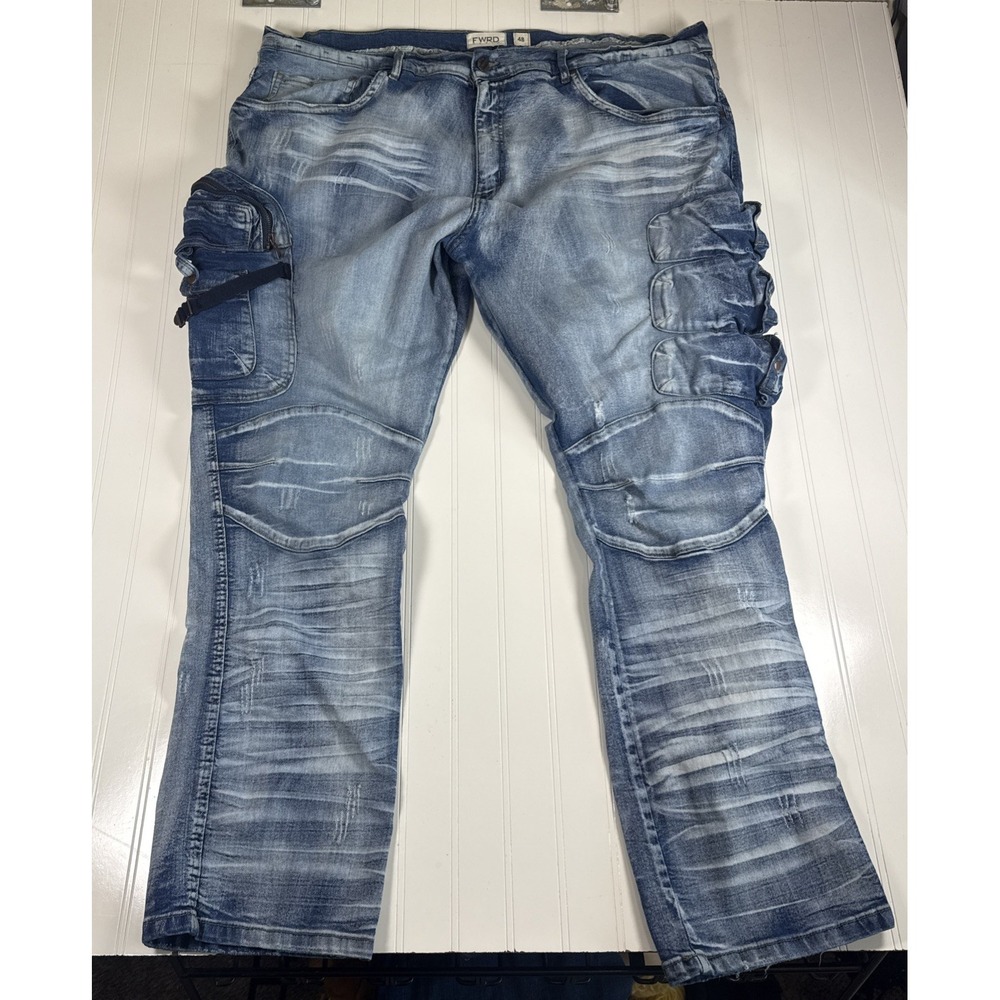 FWRD Denim Distressed Jeans Sz 48 inseam 33 Cargo Pockets